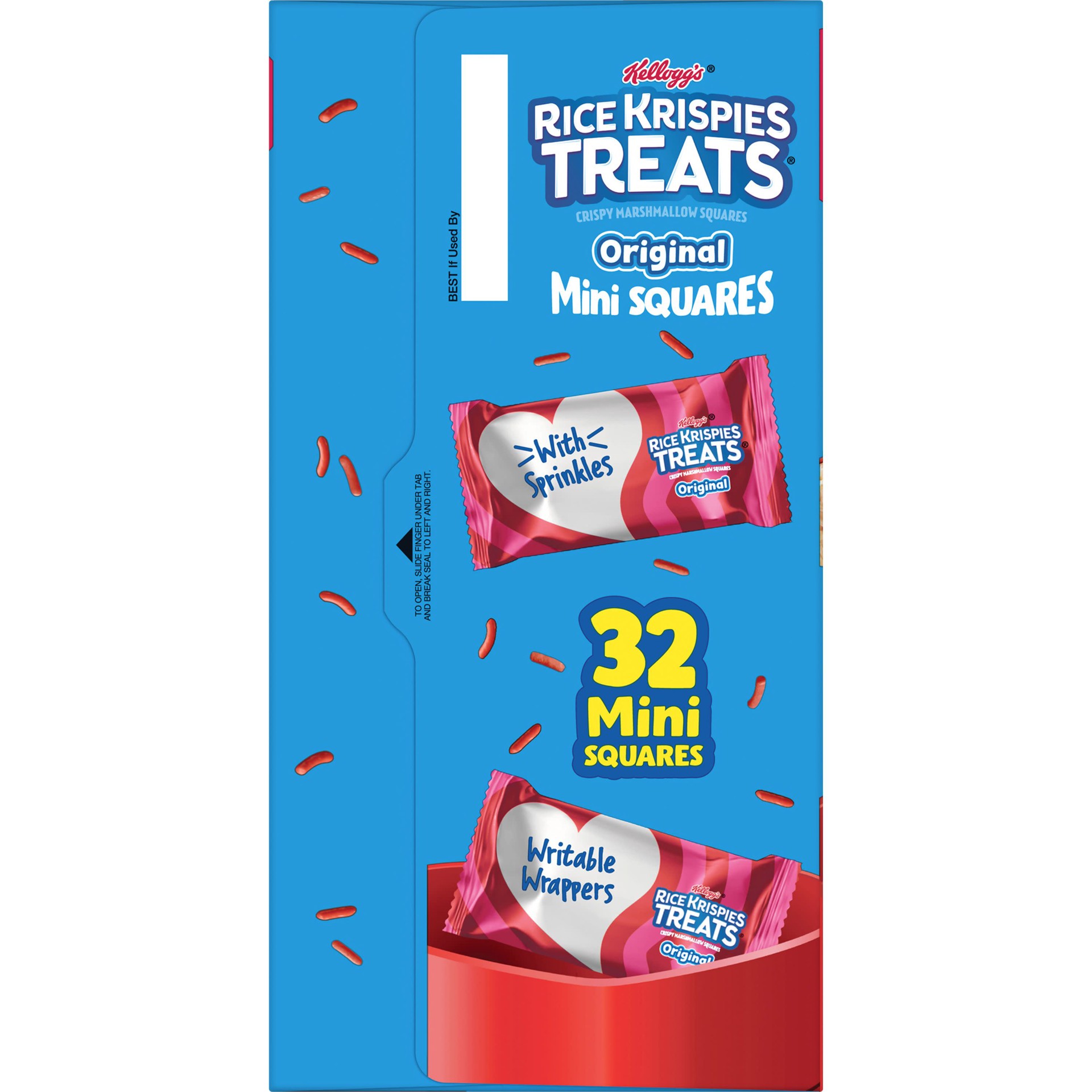 slide 3 of 5, Rice Krispies Treats Mini Marshmallow Cereal Bars, Kids Snacks, Valentine's Day Snacks, Original with Holiday Sprinkles, 12.4oz Box, 32 Bars​, 12.4 oz