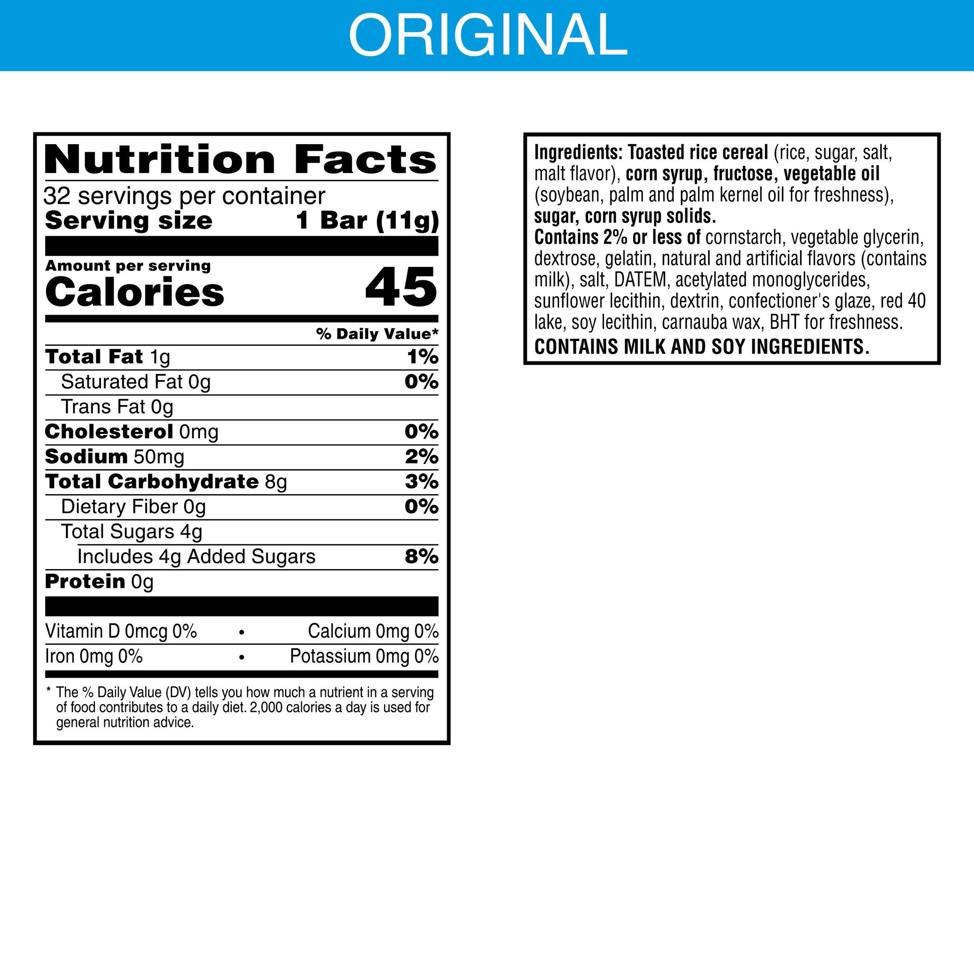 slide 2 of 5, Rice Krispies Treats Mini Marshmallow Cereal Bars, Kids Snacks, Valentine's Day Snacks, Original with Holiday Sprinkles, 12.4oz Box, 32 Bars​, 12.4 oz
