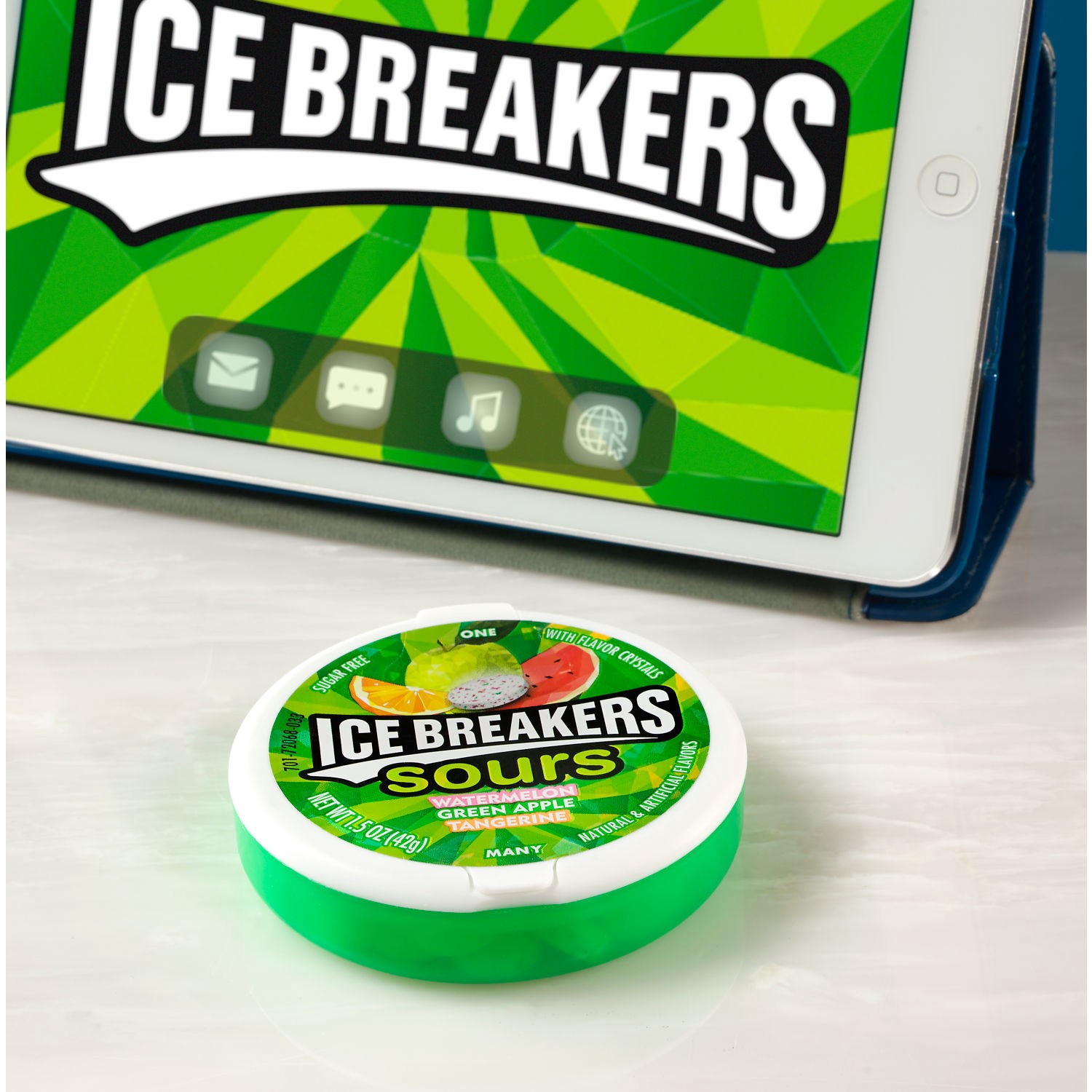 slide 8 of 8, Ice Breakers Sours Sugar Free Watermelon/Green Apple/Tangerine Mints 8 - 1.5 oz Tins, 1.5 oz