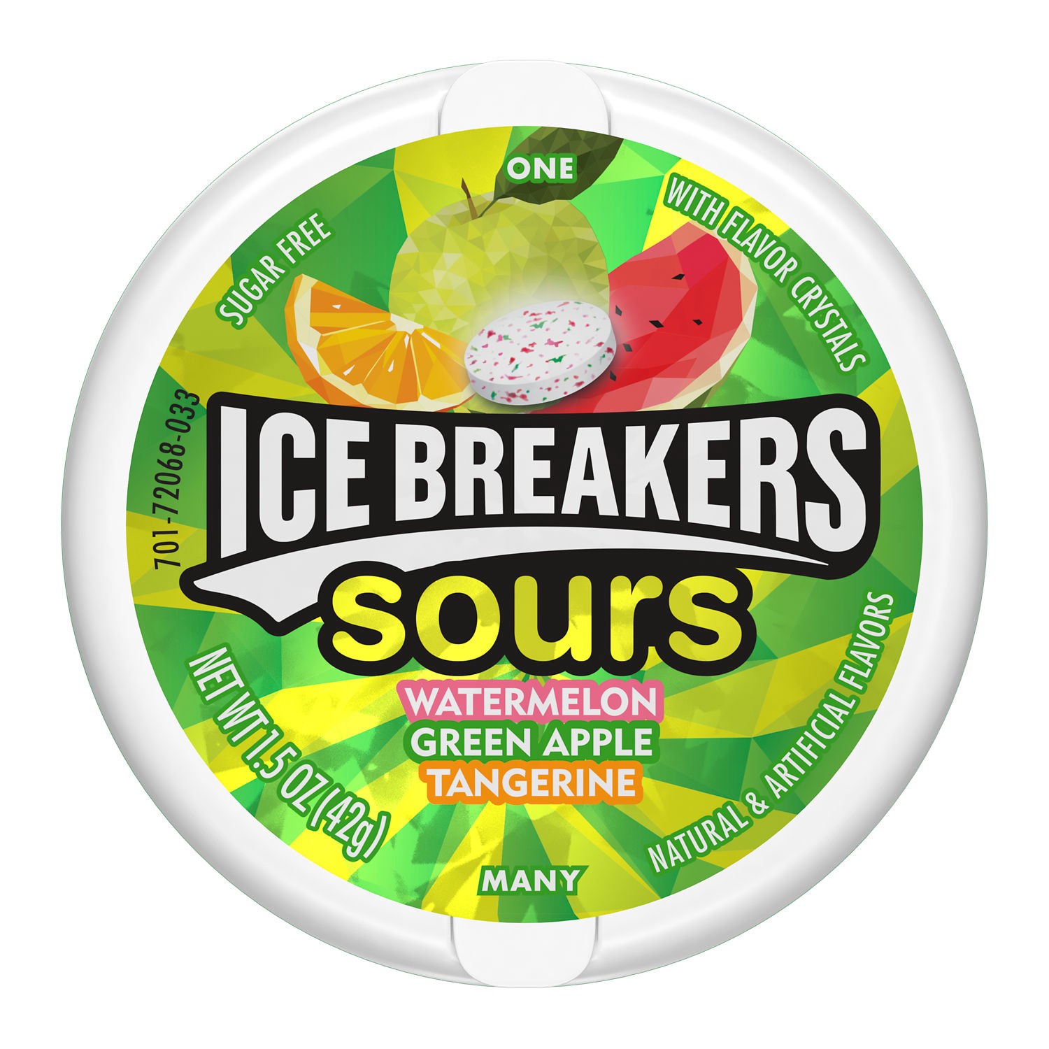 slide 7 of 8, Ice Breakers Sours Sugar Free Watermelon/Green Apple/Tangerine Mints 8 - 1.5 oz Tins, 1.5 oz