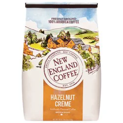 New England Coffee Ground 100% Arabica Medium Roast Hazelnut Creme Coffee 18 oz