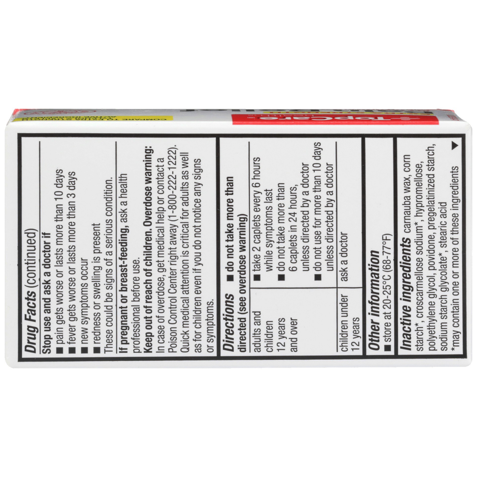 slide 4 of 6, TopCare Extra Strength Pain Relief Acetaminophen, 50 ct; 500 mg