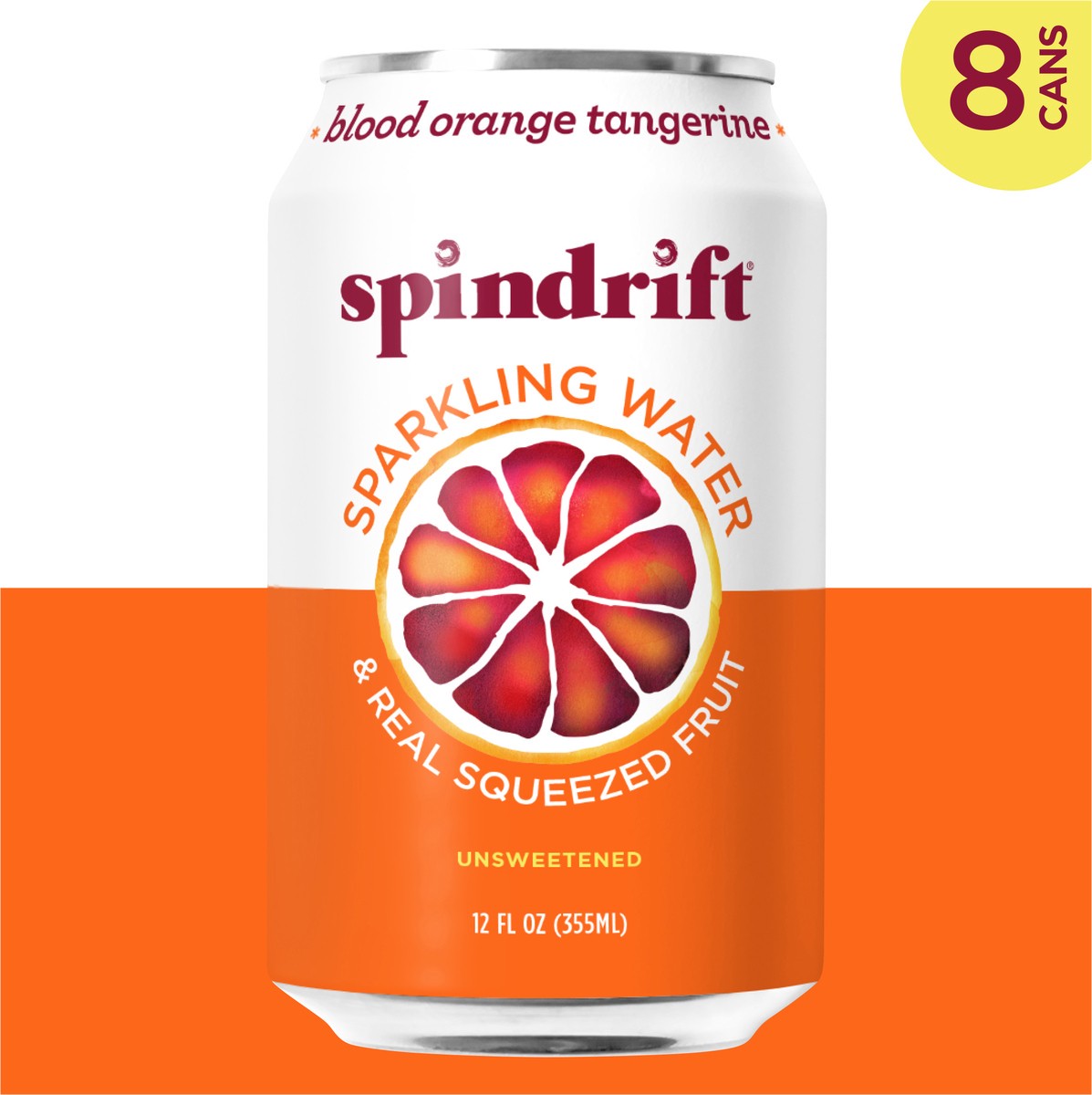 slide 3 of 7, Spindrift Blood Orange Sparkling Water - 8 ct; 12 fl oz, 17.2 fl oz