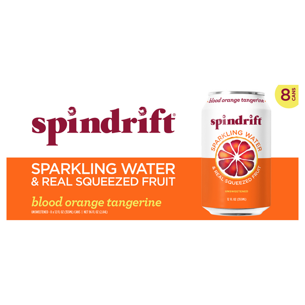 slide 1 of 7, Spindrift Blood Orange Sparkling Water - 8 ct; 12 fl oz, 17.2 fl oz