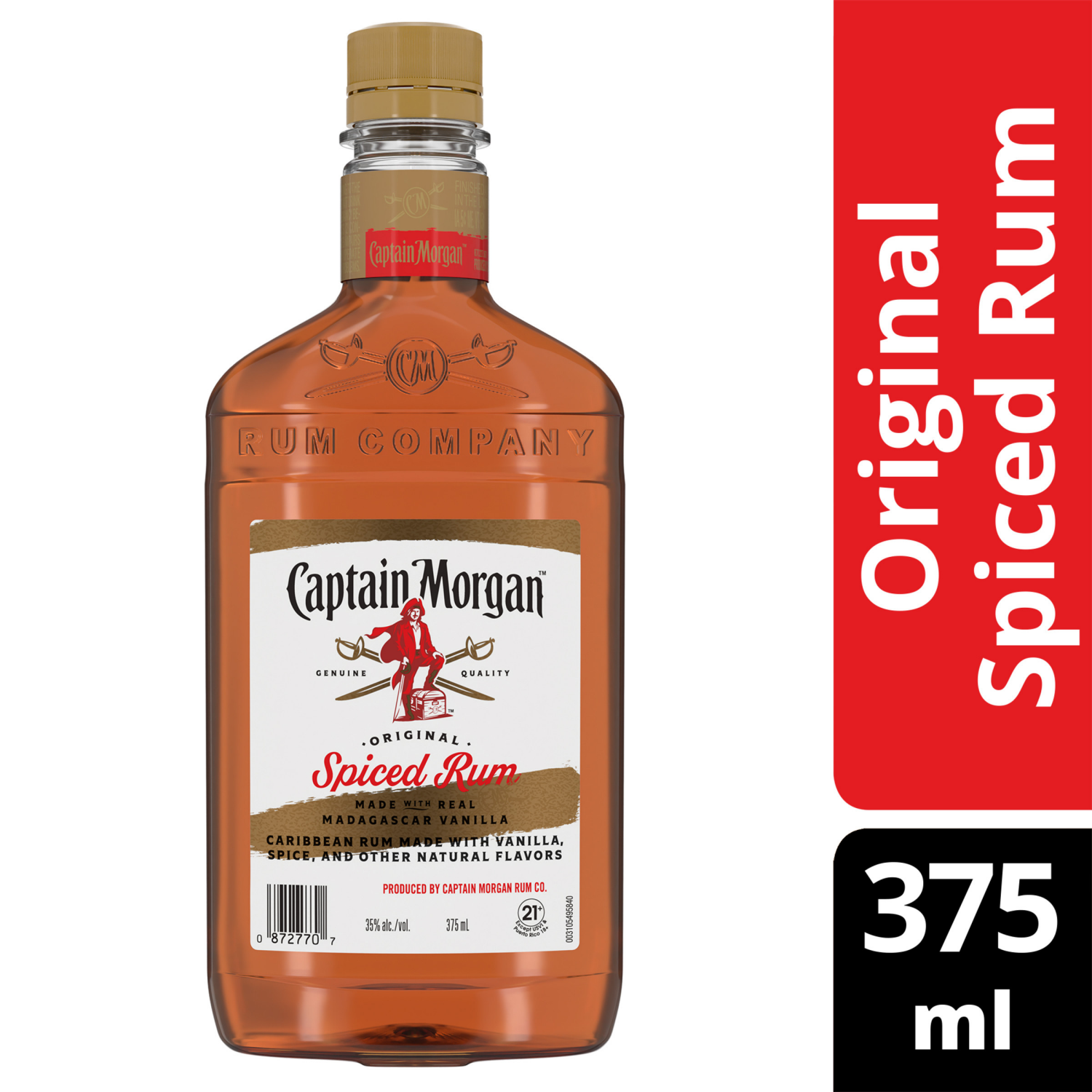 slide 1 of 3, Captain Morgan Rum Spiced Original, 375 ml
