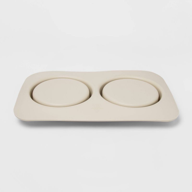 slide 3 of 3, Silicone Pet Mat + Stainless Steel Double Diner - 3.5 Cups - Boots & Barkley™, 1 ct