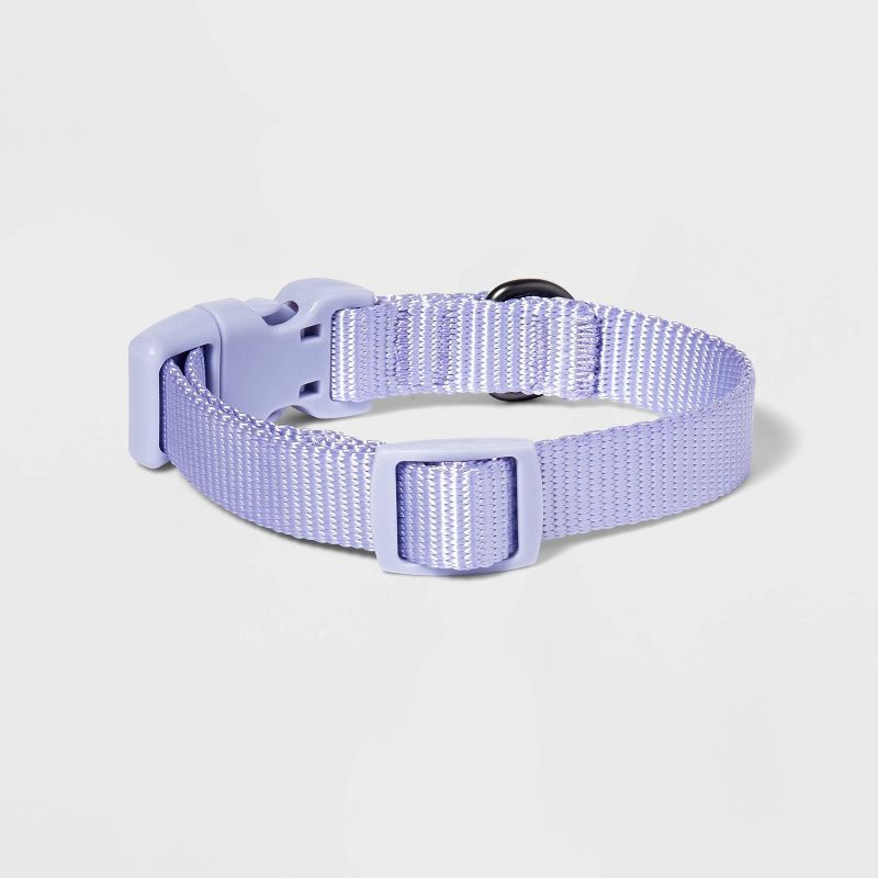 slide 2 of 3, Basic Dog Adjustable Collar with Color Matching Buckle - S - Lilac - Boots & Barkley™, 1 ct
