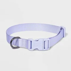 Basic Dog Adjustable Collar with Color Matching Buckle - L - Lilac - Boots & Barkley™