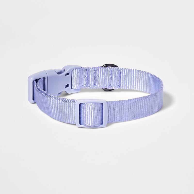 slide 2 of 3, Basic Dog Adjustable Collar with Color Matching Buckle - M - Lilac - Boots & Barkley™, 1 ct