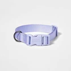 Basic Dog Adjustable Collar with Color Matching Buckle - M - Lilac - Boots & Barkley™