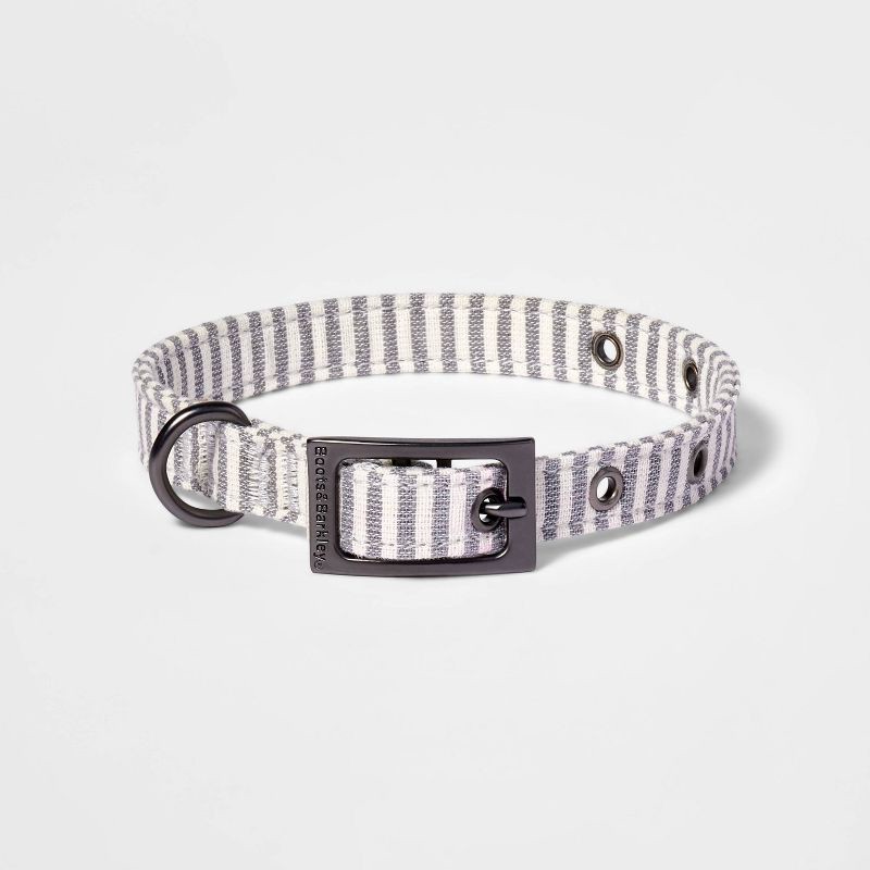 slide 1 of 3, Striped Fashion Dog Collar with Pin Buckle - S - Boots & Barkley™: Cotton, Polyester, Small Size, All Ages, 1 ct