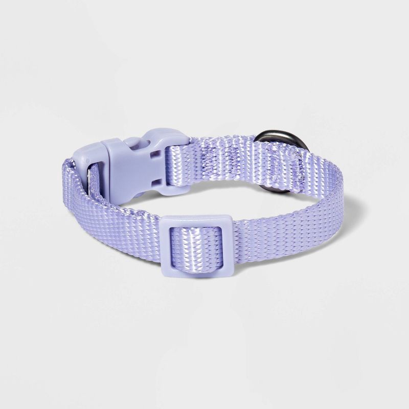 slide 2 of 3, Basic Dog Adjustable Collar with Color Matching Buckle - XS - Lilac - Boots & Barkley™, 1 ct
