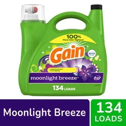 Gain Liquid Laundry Detergent, Moonlight Breeze Scent, 194 fl oz, 134 loads, Freshness + Odor Fighting, Laundry Detergent Liquid Soap, HE compatible