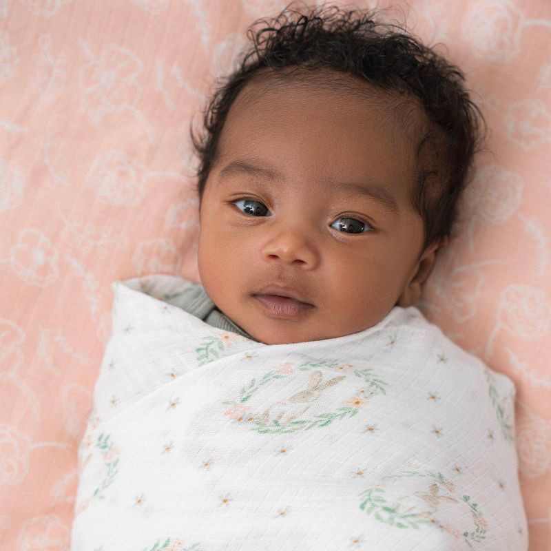 slide 4 of 4, aden + anais essentials 4pk Cotton Muslin Swaddle Blankets - Blushing Bunnies, 1 ct