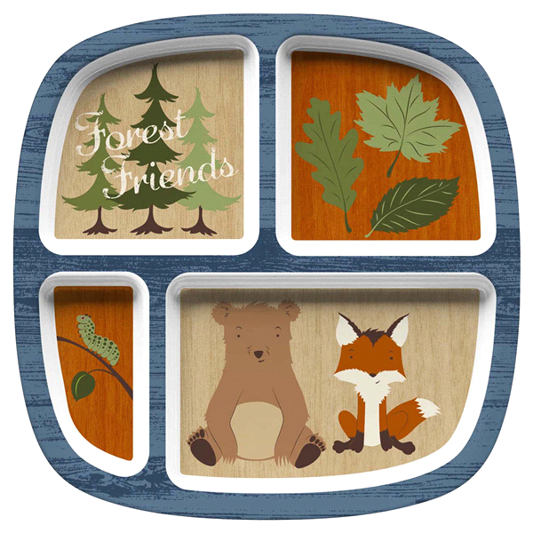 slide 1 of 1, Kids Forest Friends Divided Plate, 9 in