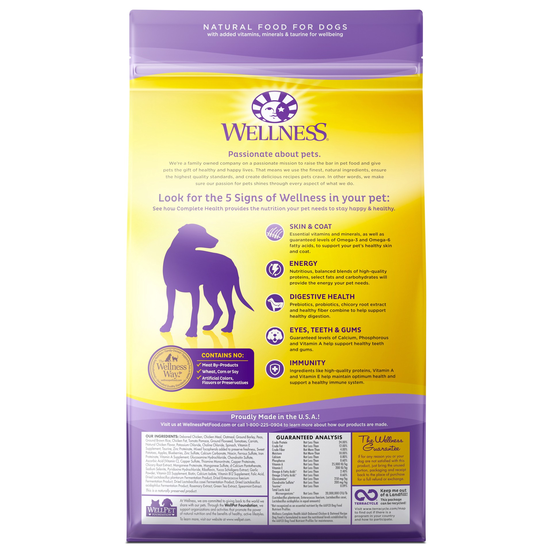 slide 5 of 5, Wellness Complete Health Natural Dry Dog Food, Chicken & Oatmeal, 5-Pound Bag, 1 ct