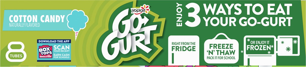 slide 11 of 11, Go-GURT Cotton Candy Kids Fat Free Yogurt, Gluten Free, 2 oz Yogurt Tubes (8 Count), 8 ct