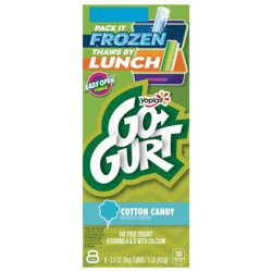 Go-GURT Cotton Candy Kids Fat Free Yogurt, Gluten Free, 2 oz Yogurt Tubes (8 Count)