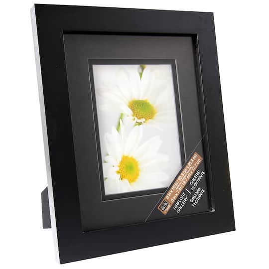 slide 1 of 2, Gallery Black Frame With Black Double Mat By Studio Decor, 5 in x 7 in mat