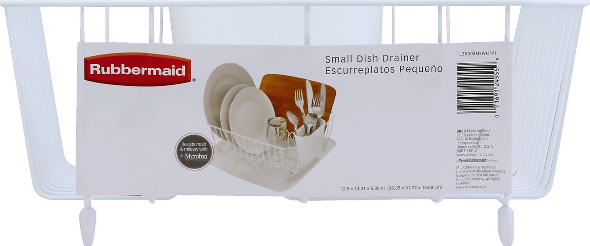 slide 4 of 4, Rubbermaid White Small Dish Drainer, 1 ct