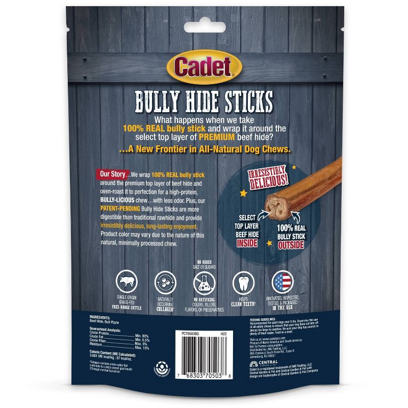 slide 2 of 5, Cadet Bully Hide Sticks Beef Flavor Rawhide Dog Treats - S - 4.98oz/7ct, 4.98 oz, 7 ct