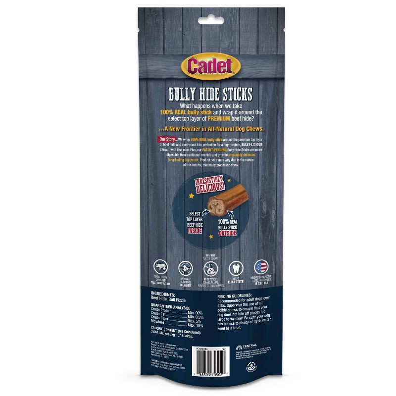 slide 2 of 5, Cadet Bully Beef Flavor Rawhide Sticks Dog Treat - L - 7.10oz/5ct, 7.10 oz, 5 ct