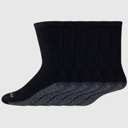 Dickies Men's 6pk Moisture Control Crew Socks - Black 12-14: Midweight Cotton Blend, Tagless, Machine Washable, Size 12-14