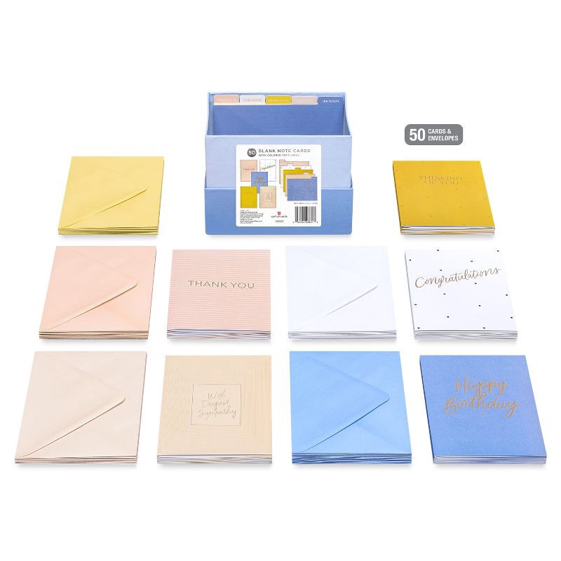 slide 2 of 6, American Greetings 50ct Bulk Birthday Cards with Envelopes Blue with Gold Script, 50 ct