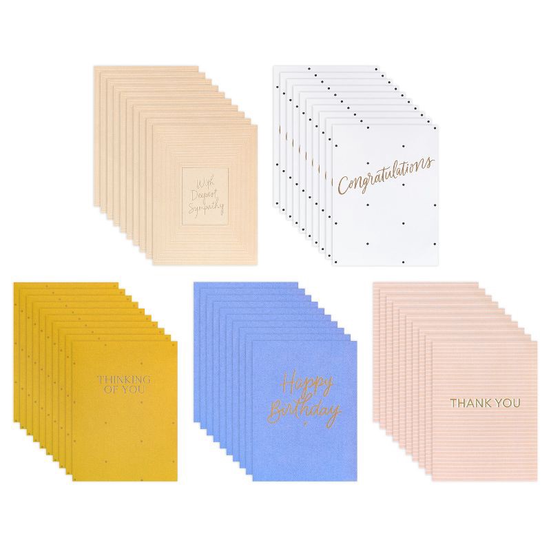 slide 4 of 6, American Greetings 50ct Bulk Birthday Cards with Envelopes Blue with Gold Script, 50 ct