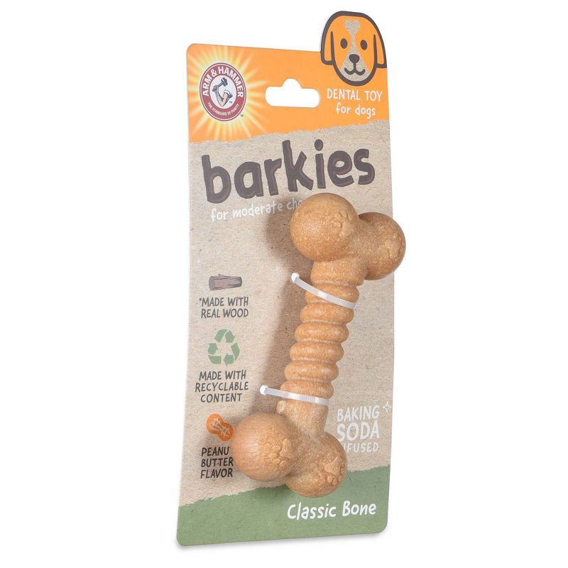 slide 2 of 6, Arm & Hammer PP+Pine Saw Dust Classic Bone Dog Toy - Peanut Butter Flavor - 5", 1 ct