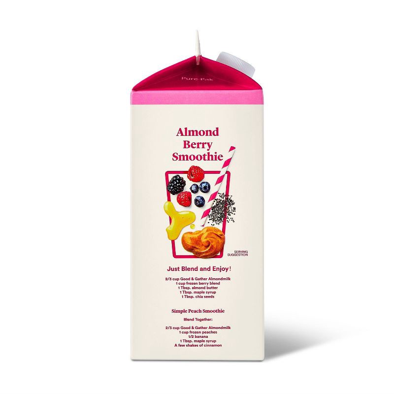 slide 4 of 4, Plant Based Unsweetened Original Almond Milk - 0.5gal - Good & Gather™, 1/2 gal