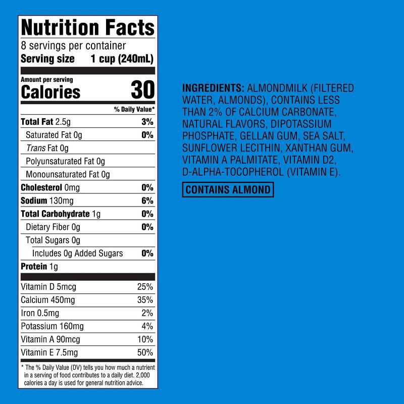 slide 5 of 5, Plant Based Unsweetened Vanilla Almond Milk - 0.5gal - Good & Gather™, 1/2 gal