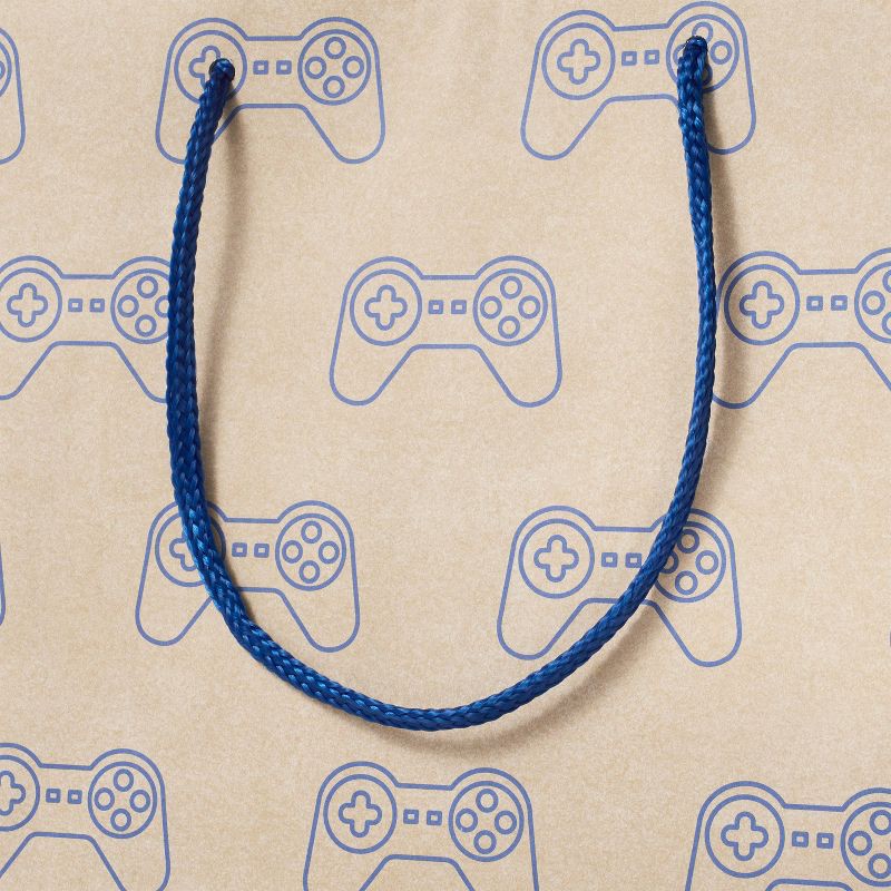 slide 3 of 3, Game Controllers on Kraft Medium Birthday Gift Bag Brown/Blue - Spritz™, 1 ct