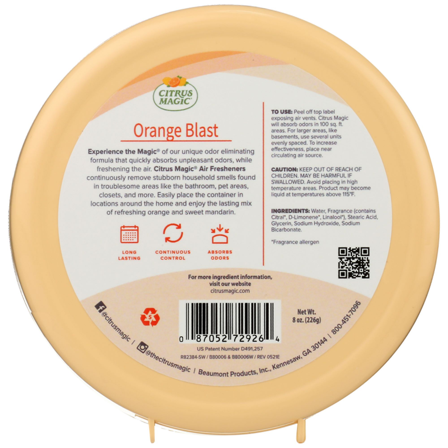 slide 2 of 3, Citrus Magic Orange Blast Air Freshener 8 oz, 8 oz