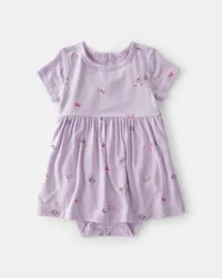 Carters Baby Girl Fairytale Short-Sleeve PurelySoft Bodysuit Dress - Purple Purple 18M