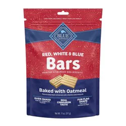 Blue Buffalo Red White & Blue Bars Crunchy Dog Treats Baked with Oatmeal & Cinnamon, 11-oz Bag