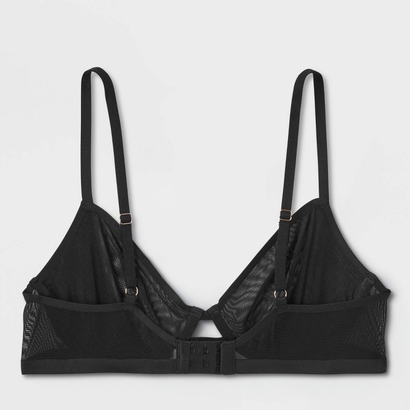 slide 5 of 5, Women's Mesh Unlined Demi Bra - Auden™ Black 40D: Adjustable Strap, Bonded Edge, Underwire, Sheer Mesh, Hand Wash, 1 ct