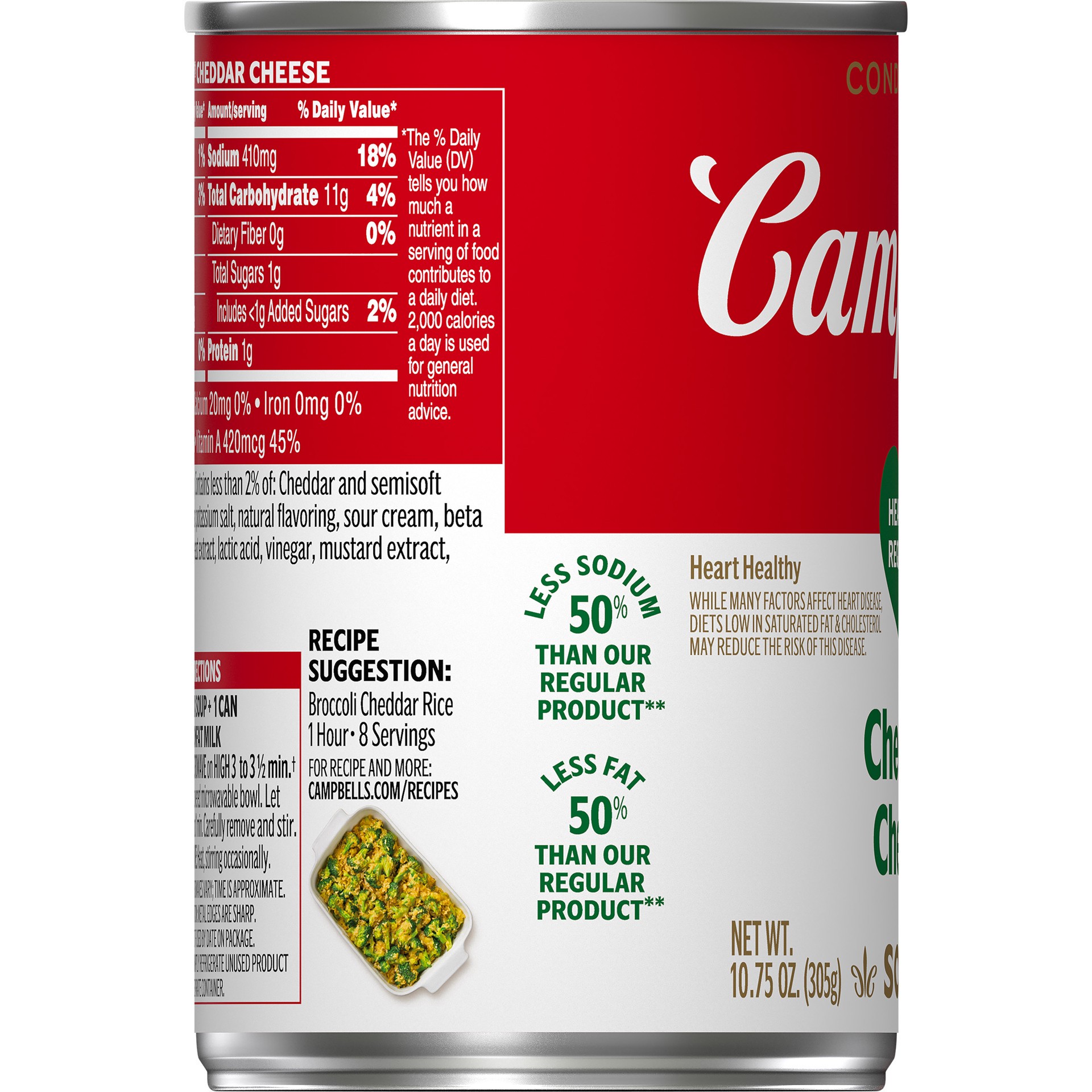 slide 4 of 5, Campbell's Condensed Heart Healthy Cheddar Cheese Soup, 10.75 oz Can, 10.750 oz