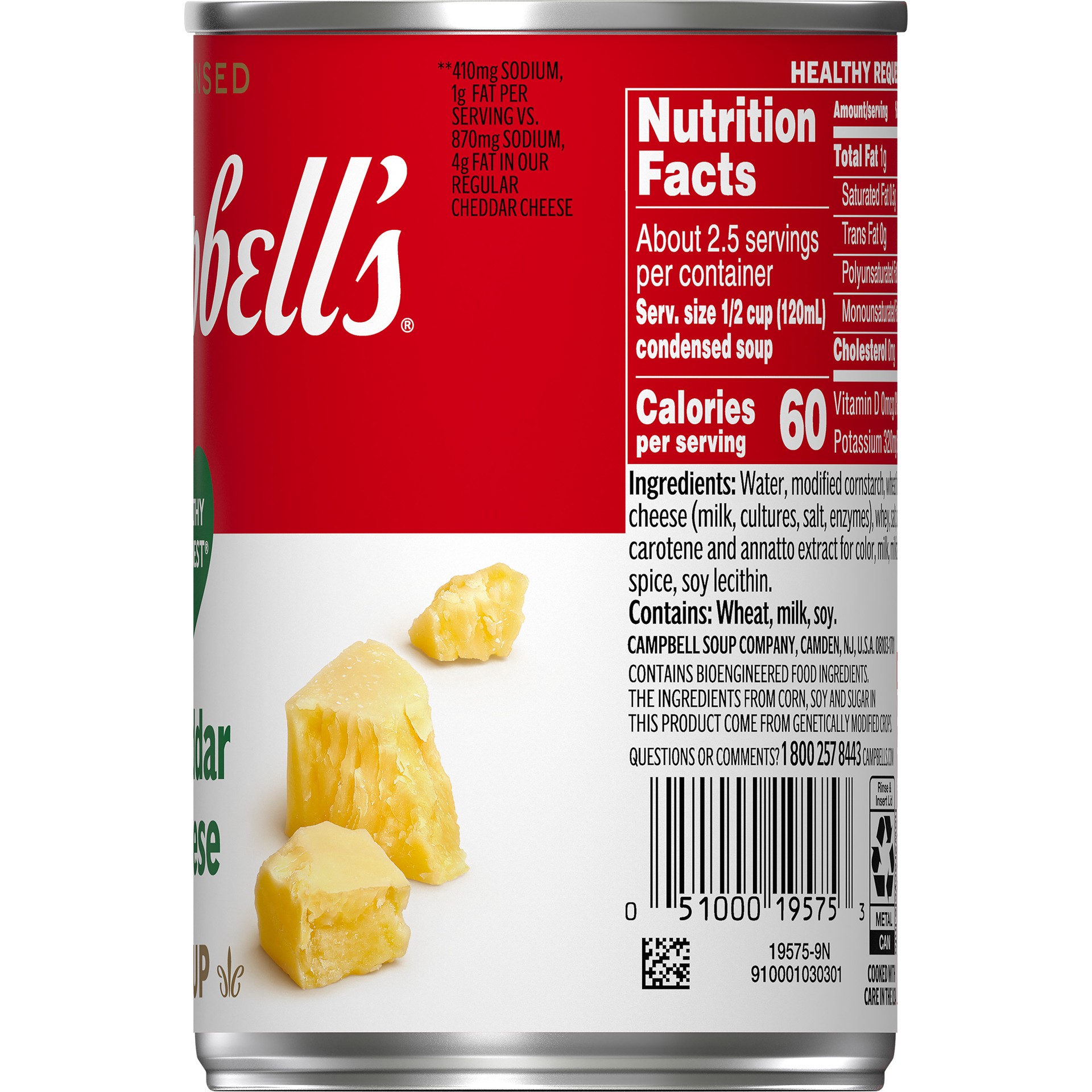 slide 5 of 5, Campbell's Condensed Heart Healthy Cheddar Cheese Soup, 10.75 oz Can, 10.750 oz