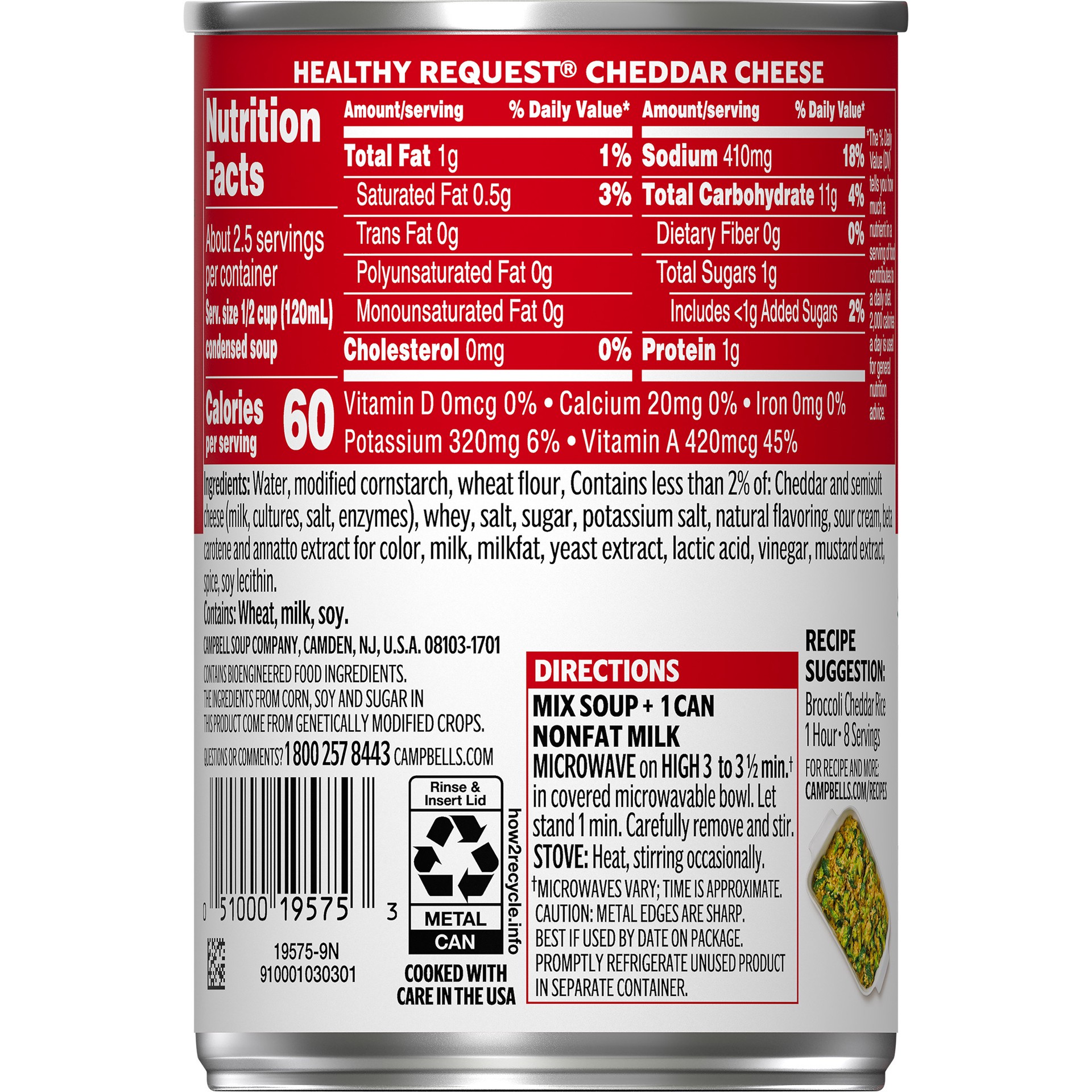 slide 3 of 5, Campbell's Condensed Heart Healthy Cheddar Cheese Soup, 10.75 oz Can, 10.750 oz