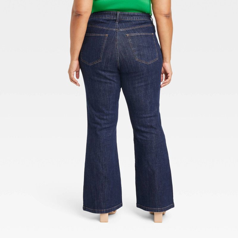 slide 2 of 3, Women's High-Rise Relaxed Flare Jeans - Ava & Viv™ Dark Blue Denim 16: Heavyweight Stretch, Full Length, 1 ct
