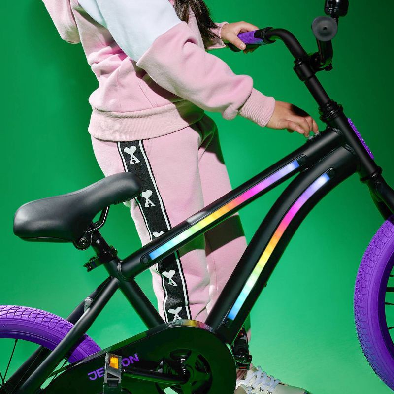 slide 2 of 11, Jetson Light Rider 16" Kids' Light Up Bike - Black/Purple: Adjustable Handlebar & Seat, 1 ct