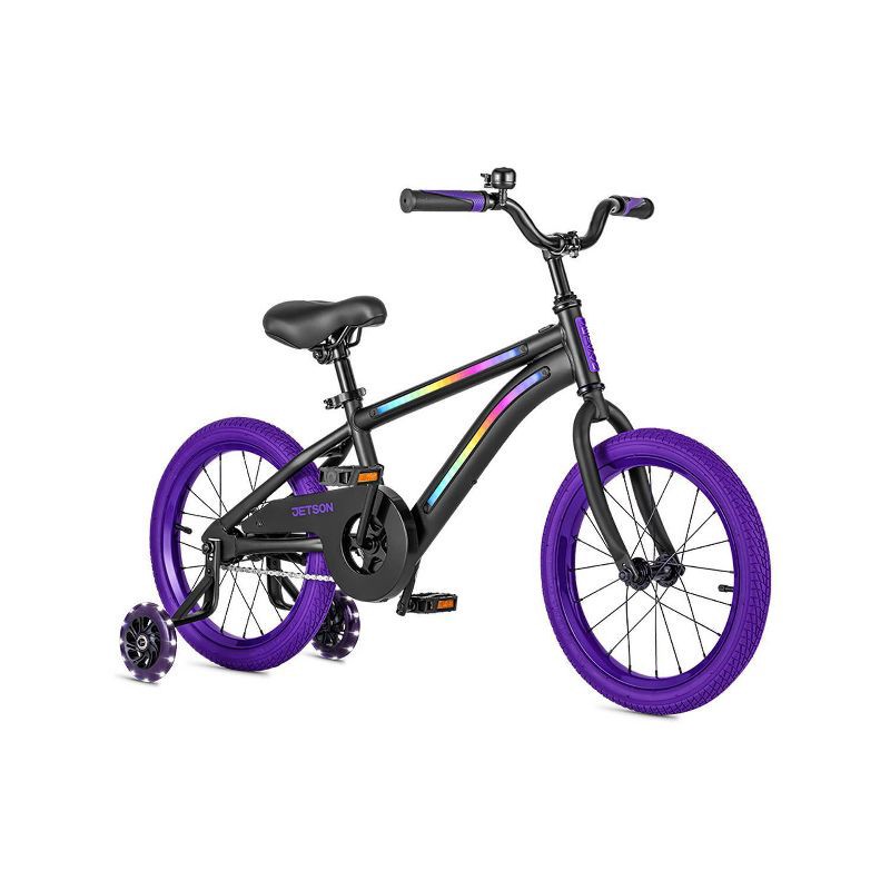 slide 1 of 11, Jetson Light Rider 16" Kids' Light Up Bike - Black/Purple: Adjustable Handlebar & Seat, 1 ct