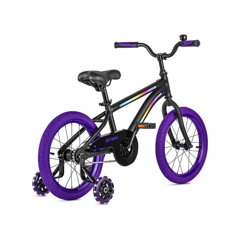 slide 10 of 11, Jetson Light Rider 16" Kids' Light Up Bike - Black/Purple: Adjustable Handlebar & Seat, 1 ct