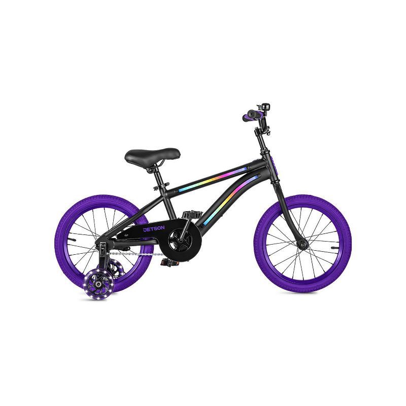 slide 11 of 11, Jetson Light Rider 16" Kids' Light Up Bike - Black/Purple: Adjustable Handlebar & Seat, 1 ct