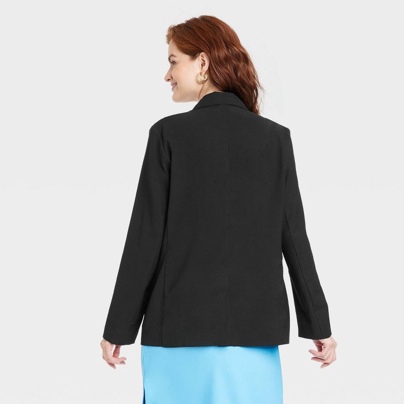 slide 2 of 3, Women's Relaxed Fit Essential Blazer - A New Day™ Black L: Lightweight Twill, Notched Collar, Machine Washable, 1 ct