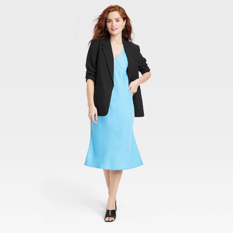 slide 3 of 3, Women's Relaxed Fit Essential Blazer - A New Day™ Black XL: Lightweight Twill, Notched Collar, 1 ct