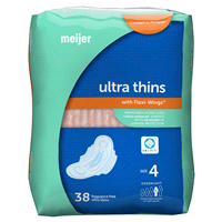 slide 11 of 21, Meijer Ultra Thin With Flexi Wings, Overnight Absorbency, Size 4, 38 ct
