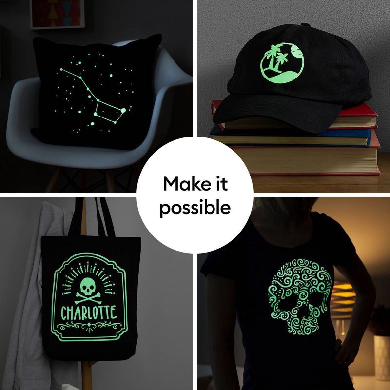 slide 3 of 7, Cricut Glow in The Dark 12"X24" Iron-On Vinyl White, 1 ct