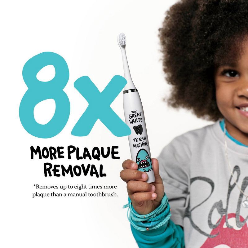 slide 2 of 7, Made by Dentists Kids' Rechargeable Electric Toothbrush with 2 Replacement Toothbrush Heads - Shark, 1 ct